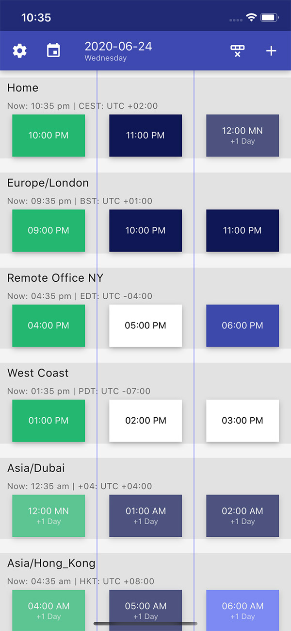 TimeZone Carousel Screenshot